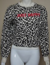 Zara Just Happy Leopard Animal Print Cropped Sweatshirt Just Happy Size L New - £18.82 GBP