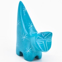 Vaneal Group Hand Carved Kisii Soapstone Tiny Miniature Blue Kitten Cat ... - £11.07 GBP