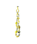 Yellow Beaded 19.5&quot; Unique Beads Oval Translucent Sparkle Marble Necklace - £10.98 GBP