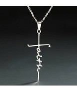 Stainless Steel ~ &quot;Faith&quot; ~ Cross Pendant Necklace ~ 18&quot; Chain ~ 2&quot; Exte... - €25,87 EUR