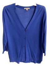 Cosy Casual Cardigan Sweater Womens Size 12 Light Weight Knit Blue Classic - £12.51 GBP