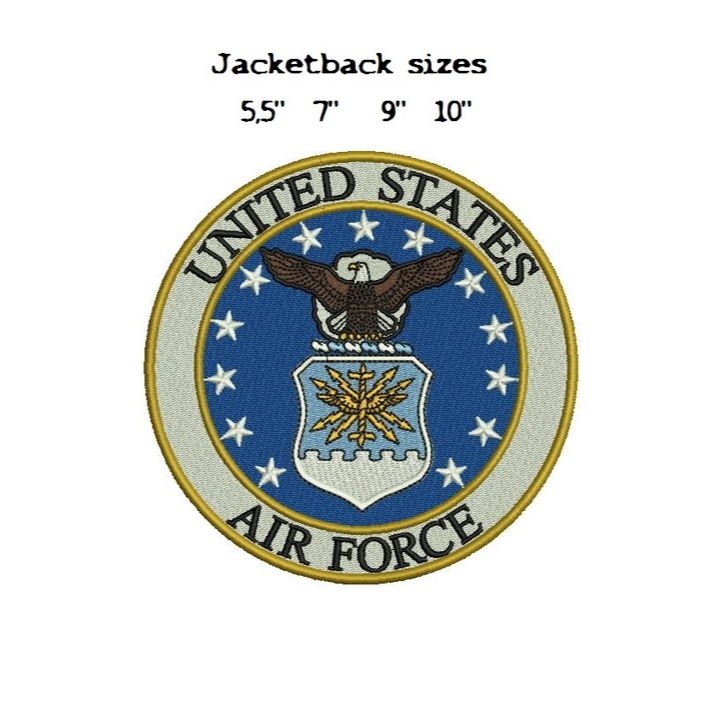 Air Force Jacketback sizes Digitized filled embroidery design Digital Download