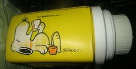Vintage Peanuts SNOOPY laying down Lunchbox Thermos plastic no lid - £7.44 GBP