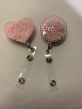 retractable badge holder Id Tag - Breast Cancer Ribbons In Resin - £7.83 GBP