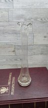 Swung Vase Clear Glass Six fingers garland star base Bud US Glass Co. 8&quot; - £8.69 GBP