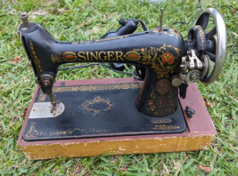 1910 RF 4-8 Singer Sewing Machine with Pedal &amp; Case Series G Red Eye Stenciled - £131.53 GBP