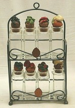 Metal Spice Rack Shonfeld&#39;s Glass Bottles Cork Top Lids Counter Top Wall... - $39.59