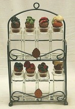 Metal Spice Rack Shonfeld&#39;s Glass Bottles Cork Top Lids Counter Top Wall Mount - £31.80 GBP