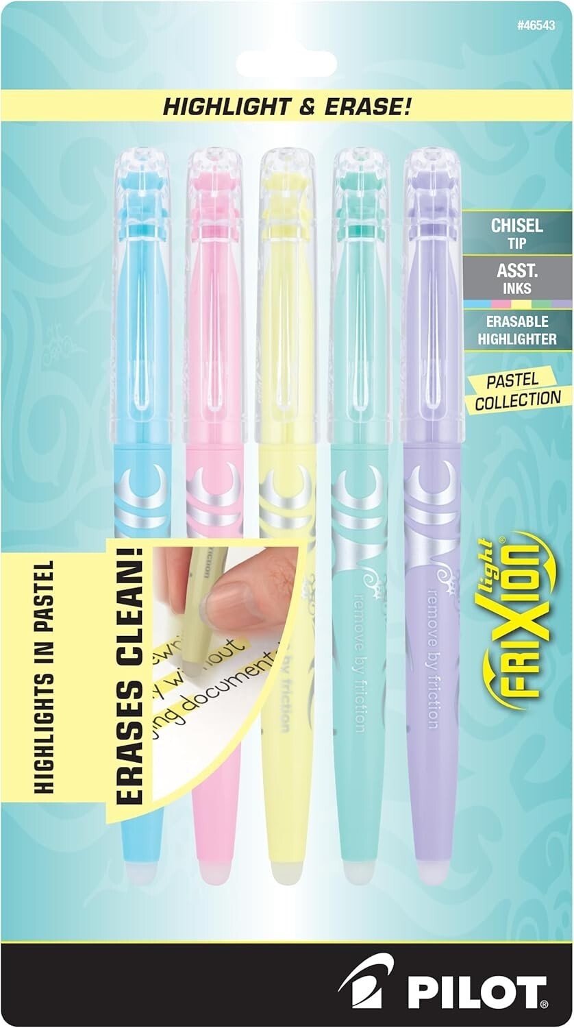 3-Pack Pilot, FriXion Light Pastel Erasable Highlighters, Chisel Tip, Pa... - $19.00