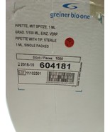 NEW Greiner Bio-One 604181 Serological Pipets w/Tip 1ml Lot of 1000 - $158.00