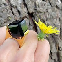 Natural HUGE QUARTZ Silver Ring  sMOKy Quartz Modernist Cube Ring + Gift... - $466.63