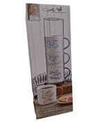 Dolly Parton 4 Piece Phrases Stoneware Mug Set with Chrome Rack Brand Ne... - $44.50
