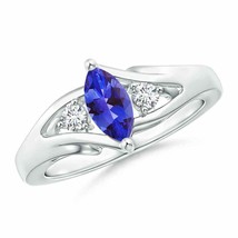 ANGARA Marquise Tanzanite Split Shank Ring with Diamonds for Women in 14K Gold - £820.29 GBP