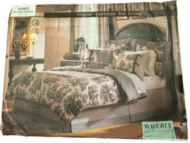 Vogue Sewing Pattern 2083 Toile Bedroom Home Decor Dust Ruffle Duvet Cov... - $6.99