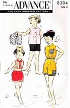 Girls&#39; 3-pc PLAYSUIT Shorts/Tops Vintage 1950&#39;s Advance Pattern 8304 Size 8 - $12.00