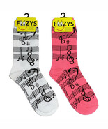 Musical Notes Socks Novelty Crew Dress Casual SOX Foozys 2 Pair 9-11 Music - $16.23 CAD