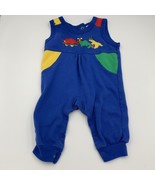 VTG Dinosaur Color Block Romper Suit Overall Yellow Blue Red Green Pleat... - $19.99