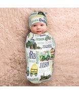 Personalized Baby Swaddle and Hat for Baby Girl Boy with Name - £7.85 GBP