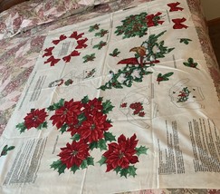 Cranston VIP Fabric Panel Christmas Greenery Arts Appliques Cotton  Poinsettias - £9.07 GBP