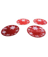 Royal Norfolk 10 1/2&quot;Dinner Plates Set Of 4 Christmas-Red W Snowflake-SH... - £78.35 GBP