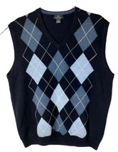 346 Brooks Brothers Men L Extra Fine Wool Prepy Blue Pull Over Vest - $48.51