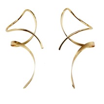 Earrings for Women Spiral threader earrings 14K gold earrings hand bent dangle e - £19.82 GBP