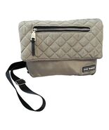 Steve Madden Quilted Crossbody Bag Taupe Nylon Flap Purse Adjustable Strap - $19.80