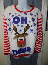 Wound Up Red Nose Reindeer OH DEER Sweatshirt Size M (7-9) Women&#39;s EUC - £13.60 GBP
