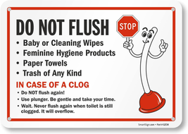 Smartsign 7 X 10 Inch “Do Not Flush - Baby Wipes, Feminine Hygiene Products, Pap - £11.83 GBP