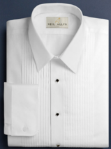 Neil Allyn White 1/4 Inch Pleat Laydown Collar Tuxedo Shirt - £46.62 GBP