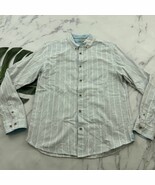 Carbon 2 Cobalt Mens Button Up Shirt Size M White Blue Striped Long Sleeve - $39.25 CAD