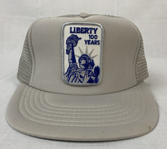 Vintage Trucker Hat Statue Of Liberty Mesh Snapback Cap 80s 90s Logo Gray - £11.74 GBP