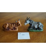 Vtg Christmas Nativity Hard Plastic Lot of 2 Barn Animal Donkey &amp; Ox 3.7... - $239.69 MXN