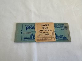 Vintage Whitney’s 20c  PLAYLAND Ticket Book + Golf Ticket - $19.75