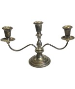 Vintage Silver Weighted 3 Candle Holder Hong Kong 7.5 inches Tall Middle... - £54.72 GBP