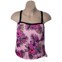 Maxine of Hollywood Blouson Tankini Swim Top ~ Sz 16 ~ Pink &amp; Purple Floral - £13.43 GBP