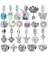 925 Sterling Silver Classic Purple Butterfly Heart Shape Angel pendant C... - €11,63 EUR