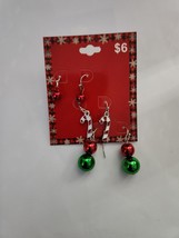 3 Pairs Christmas Earrings Holiday Christmas candy canes &amp; Tree Ornaments - £4.67 GBP