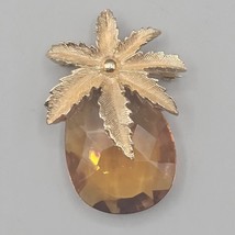 Vtg Sarah Coventry Pineapple Brooch Pin Amber Color Facet Cut Glass Gold... - $19.99