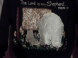 The Lord is my Shepherd OOAK Black Hand Painted &amp; Designed Black Sweatshirt Chil - £23.97 GBP