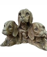 Clay Ceramic Figurine Three Dogs Cocker Spaniel Hound Tan Signed Candle ... - $24.59 CAD