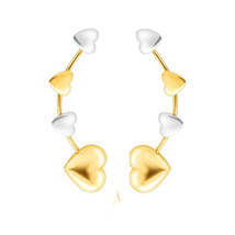 14k White Gold Plated Silver Mini Heart Climber Stud Earrings - £56.03 GBP