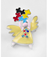 Angel Shaped Autism Puzzle Brooch Multicolor Epoxy &amp; Rhinestones Rodiumi... - $13.70 CAD