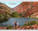 Fishing Scene Rock Lake Idaho Montana State Line UNP Unused Linen Postca... - £2.33 GBP