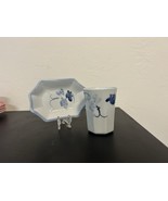 Andre Richard Porcelain Garden Floral Bathroom Cup Soap Dish Made in Jap... - $18.80