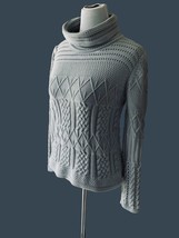 600 WEST LADIES LONG SLEEVE SOLID GRAY CABLE KNIT OVERSIZED COMFY SWEATE... - $23.05