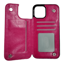 PU Leather Wallet Card Holding Case Cover PINK For iPhone 14 - £6.14 GBP