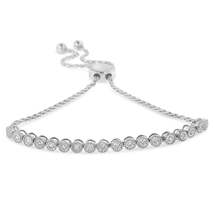 Exquisite Miracle-set Diamond Accented Sterling Silver Bolo Bracelet - $255.00