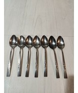 Vintage Epic Custom Taiwan Stainless Steel Rose Floral Flatware 7 Teaspoons - £13.34 GBP