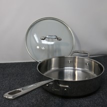 EMERIL by All-Clad 3 Qt. Skillet &amp; Glass Lid Stainless/Copper Core Nice - £27.75 GBP
